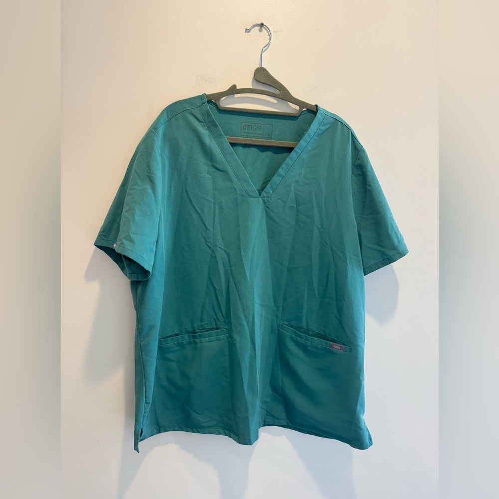 FIGS Women's Teal V-Neck Scrub Top XXL
